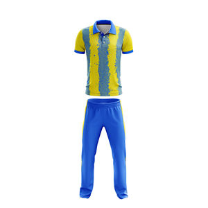 Conjunto de Uniforme de Cricket para Hombre con Logotipo y Nombre del Equipo, 100% Poliéster, Impresión por Sublimación Personalizada, Color Personalizado - Product Image 1