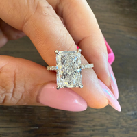 Elegante Diamante Radiante de 4 Quilates Cultivado en Laboratorio, Color F, Oro Sólido de 18K, Claridad VVS, Certificado IGI, Anillo de Compromiso Moderno para Mujer