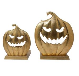 Figurines de citrouille en bronze antique, ensemble de décoration d'Halloween en métal massif, 3 petites statues de table, cadeau en vrac pour la décoration de la maison, aluminium. - Product Image 3