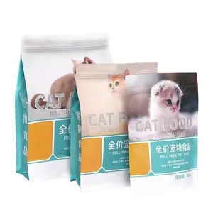 Özelleştirilmiş biyobozunur gıda ambalajı plastik torba pet kedi çöp köpek maması ayakta kilitli poşet ve gözyaşı çentik Mylar çanta