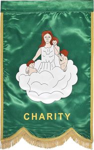 Ordre de bienfaisance de la bannière d'amarante Couleur verte-Imprimé avec tresse dorée et bannière à franges Bannière DS maçonnique haute résistance - Product Image 2