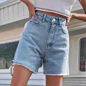 Shorts Vaqueros de Mezclilla para Mujer, Cintura Media, Transpirables, con Botones, Desgarrados, Corte de Bota, Ajustados, Diseño Vintage, Nuevo, Verano, Sexy, Y2K, Casual, al por Mayor - Product Image 4