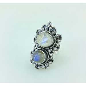 Rainbow Moonstone Labradorite Boho <b>Ring</b> for Women Handmade Classic <b>Statement</b> Dual Gemstone Set Sterling <b>Silver</b>-Unique Gift Idea - Product Image 5