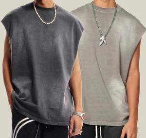 Débardeurs de sport d'été décontractés en coton tricoté sans manches, coupe ample, col rond, logo personnalisé - Product Image 4