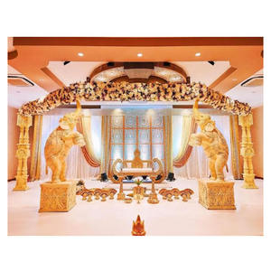 Scène de réception de mariage traditionnelle avec des éléphants, scène de fiançailles, décor de réception de mariage, scène de cérémonie - Product Image 1