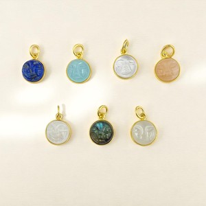 Cristal clair Quartz 925 argent Sterling plaqué or 10mm pierre précieuse visage sculpture pendentif fait à la main bijoux spirituels en vrac - Product Image 5