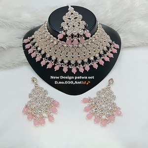 Low Prices Trending Fancy Collection Gold Plated Kundan & Pearl with Pink Stone Necklace <b>Set</b> For Women Wear Jewelry - Product Image 1