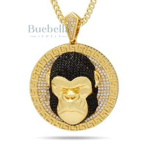Alpha Ape collar Vintage Hip Hop gorila medallón chapado en oro bestia modo energía que simboliza Moissanite colgantes encantos - Product Image 1