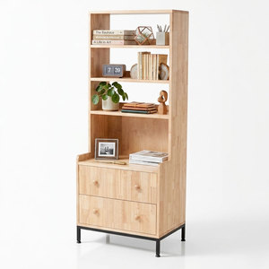 Vitrina de Lujo Escandinava 60x40x150cm de Madera de Caucho con Patas de Hierro KTB68139 - Product Image 1