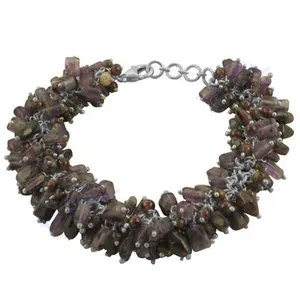 Handmade Beaded Gemstone <b>Bracelet</b> for Women <b>Charms</b> or Bangles in Jade with Garnet Opal Amethyst Quartz Balls Elegant Gift - Product Image 2