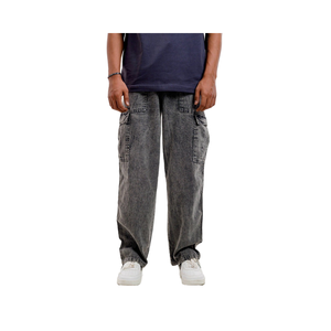 2025 pantalones holgados ligeros de algodón 100% lavado ácido de cintura alta para hombre hechos a medida estilo informal diseño OEM al por mayor - Product Image 1
