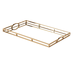 Plateau en métal plaqué or en aluminium pour table, plateau de service en métal de qualité durable, design personnalisé - Product Image 1