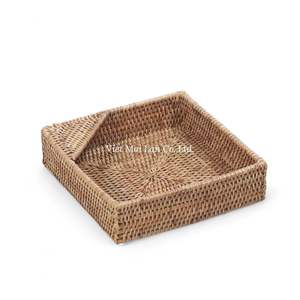 Boîte à mouchoirs en rotin vietnamien traditionnelle, faite à la main pour la décoration intérieure et de table, en provenance du Vietnam - Product Image 2
