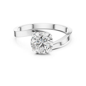 Bague solitaire en or jaune 14 carats avec diamant rond de laboratoire |   Bague à porter tous les jours |   Nouveau diamant cultivé - Product Image 2