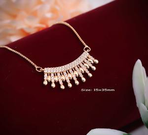 High Quality Stainless Steel Tassel Pendant <b>Necklace</b> Lab Created Cubic Zirconia (AD) Stones Gold Plated Trendy <b>Statement</b> Jewelry - Product Image 2