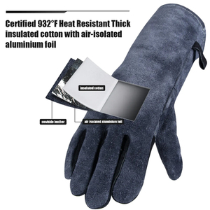 Gants de travail de soudage en cuir fendu de vache Gants de protection de jardinage antidérapants résistants au feu de 12 pouces de longueur - Product Image 4