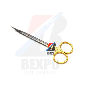 กรรไกรตัดม่านตาสแตนเลสสตีลใช้ในโรงพยาบาลแบบแมนนวลทองครึ่งเดียว - Product Image 3