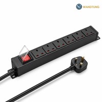 PDU Rak-Aluminium 6-Soket Berkualitas Industri dengan Sakelar, Stopkontak 230V 13A untuk Ruang Server