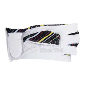 Gants de golf pour hommes en cuir Cabretta demi-couleur Orange et rouge de haute qualité avec sangle de Logo de marque pour le sport - Product Image 4