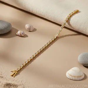 Brazalete de Tenis con Diamantes Chapado en Oro para Mujer, Elegante Regalo de Boda, Accesorio de Moda - Product Image 1