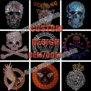 Custom Winter Men's Rhinestone Hoodie Wholesale Full Face Zip Crystal Rhinestones Transfer <b>Applique</b> <b>Patches</b> Cotton - Product Image 6