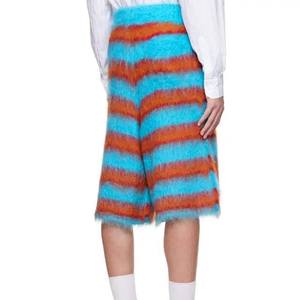 Logo personnalisé Design Mohair Laine mélangée Fuzzy Tricoté Rayé Mohair Shorts Shorts personnalisés Lavable Shorts de haute qualité - Product Image 2
