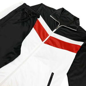 Men's Heavyweight Solid Printed Two Piece Windbreaker Full Length Drawstring Closure Polyester Nylon Sweat Suit Tracksuit - Product Image 6