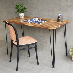 HBWD024 Wooden Computer <b>Desk</b> 120x60cm Tram Wood with Hairpin Legs and Iron Base Elegant 120x60cm Wooden <b>Workstation</b> - Product Image 6