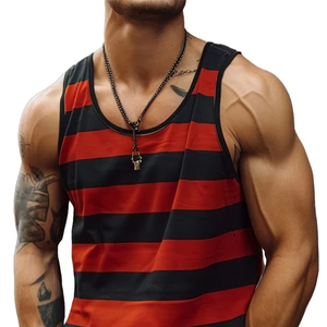 Retro Stripe Graphic Tank Tops For <b>Men</b> Fashion Casual Summer Sleeveless 3D Printed <b>Vest</b> Loose Crew Neck Quick Dry <b>Sports</b> Tees - Product Image 1
