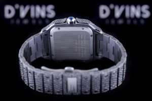 Reloj Cronógrafo Unisex de Lujo y Calidad Estándar, 41 mm, Cuarzo, Claridad VVS, Diamante Cultivado en Laboratorio, Correa de Cuero - Product Image 5