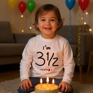 Camiseta de manga larga para cumpleaños de 3 1/2 años para niños de tres años y medio - Product Image 3
