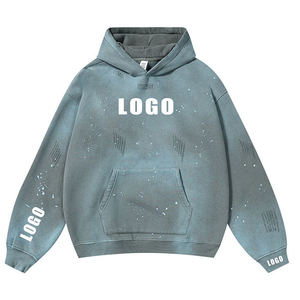 Otoño-Invierno Hombres Aparte Wash Sudadera con capucha 100% Poliéster Color sólido Logotipo personalizado Color sólido Sudadera con capucha - Product Image 3