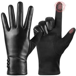 Gants en cuir d'hiver chauds à écran tactile de style uni doux avec logo personnalisé pour fabricants, pour usage quotidien, gants tendance - Product Image 2