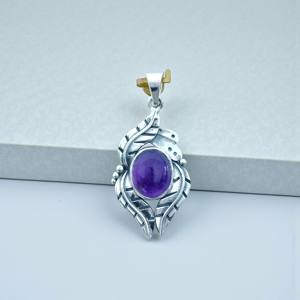 Precioso Colgante de Amatista con Corte Ovalado en Plata de Ley 925, Colgantes de Piedras Preciosas - Product Image 2