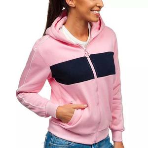 Ropa deportiva informal a la moda personalizada sudaderas con capucha para mujer de alta calidad con cremallera y manga larga logotipo personalizado color de bloque sudaderas con capucha para mujer - Product Image 2
