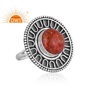 Anillo apilable de piedras preciosas de Coral de esponja Natural de plata de ley oxidada más vendido, joyería personalizada para mujer, regalo para ella - Product Image 2