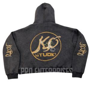 PRO ENTERPRISES Ensemble de sweats à capuche pour homme en molleton 100% coton 420g, décontracté, uni, délavé à l'acide, respirant, pour l'hiver - Product Image 2