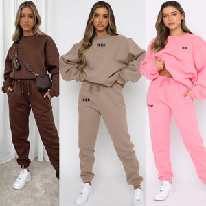 Ensemble de survêtement décontracté 2 pièces pour femme en 100 % polyester, col rond, pull et pantalon, style streetwear, vente en gros - Product Image 3
