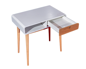 Bureau de couleur naturelle avec accents blancs Solution de rangement convertible durable en bois de caoutchouc et placage de frêne MDF - Product Image 3