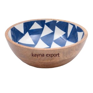 Nouveau bol imprimé en bois durable bol de service de salade décoratif fantaisie pour restaurant et maison matériau métallique - Product Image 1