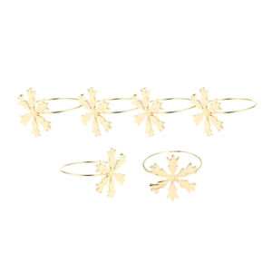 Décoration de table de mariage porte-serviettes flocon de neige ronds de serviette en métal et or de qualité exclusive par les fournisseurs de Royal Home Collection - Product Image 1