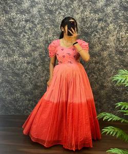 ÚLTIMO MODELO DE SALWAR KAMEEZ DE SEDA MUL HECHO A MANO, ROPA FORMAL, ROPA DE FIESTA, COLOR ROSA MELÓN, PRECIO AL POR MAYOR, PRENDAS ÉTNICAS - Product Image 1