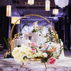 ที่วางเค้กห่วงดอกไม้สีทองสำหรับงานแต่งงานใหม่อุปกรณ์ตกแต่งโต๊ะในวันครบรอบวันแต่งงานของตกแต่งเค้กขนมหวานคัพเค้ก - Product Image 3