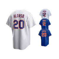 Maillots de baseball Alonso 20 Lindor 12 en sergé brodé, unisexe, coupe régulière, manches courtes, respirant, 100% coton