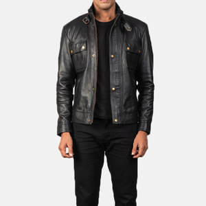 Look vieilli luxe High Street hommes veste en cuir hiver robuste respirant imperméable coupe-vent Vintage - Product Image 2