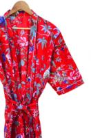 100% indien été fait à la main longue imprimé fleuri Boho dames Kimono Robe Robe décontracté taille libre