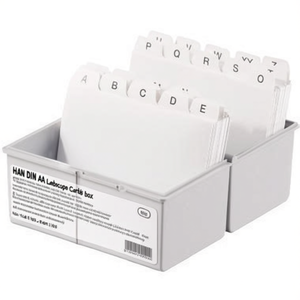 HAN DIN A6 Landscape Card Index <b>Box</b> 400 Cards <b>Polystyrene</b> Light Grey 16.5 X 12.8 X 9.5 cm Note & Card Holder - Product Image 2
