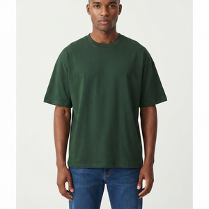T-shirt Unisexe Oversize Vert Uni 230 GSM 100% Coton, Épais et Personnalisable, Coupe Épaules Tombantes, Vente en Gros Usine - Product Image 4