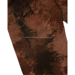 Pantalones rectos de moda de calle alta para hombre, pantalones de chándal de algodón con tinte de corbata de lona con logotipo de serigrafía personalizado con cintura con cordón - Product Image 3