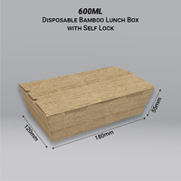 Cajas de Almuerzo Desechables de Pulpa de Bambú de 600/900 ml, Biodegradables, Rectangulares, Marca TBH Penang
